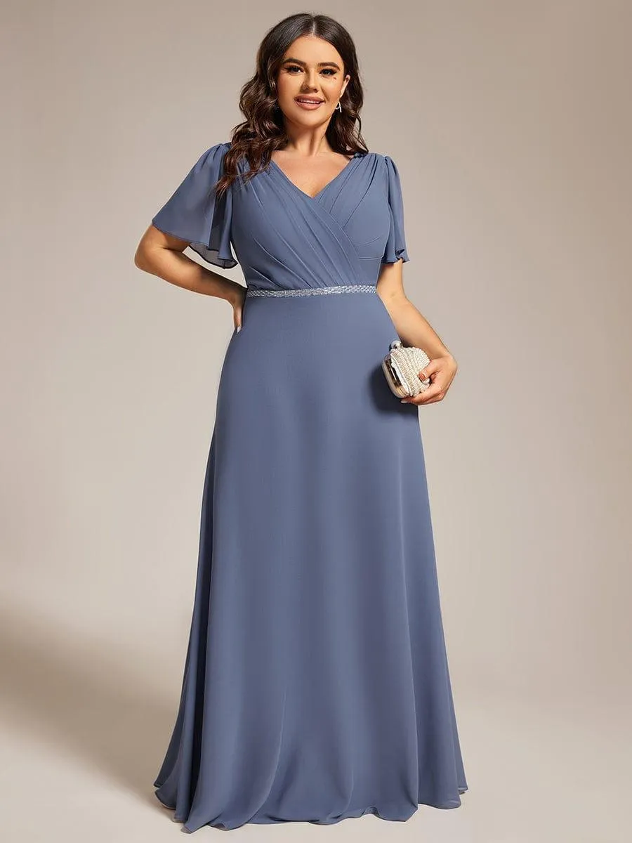 Robe de soirée trapèze en mousseline à sequins grande taille
