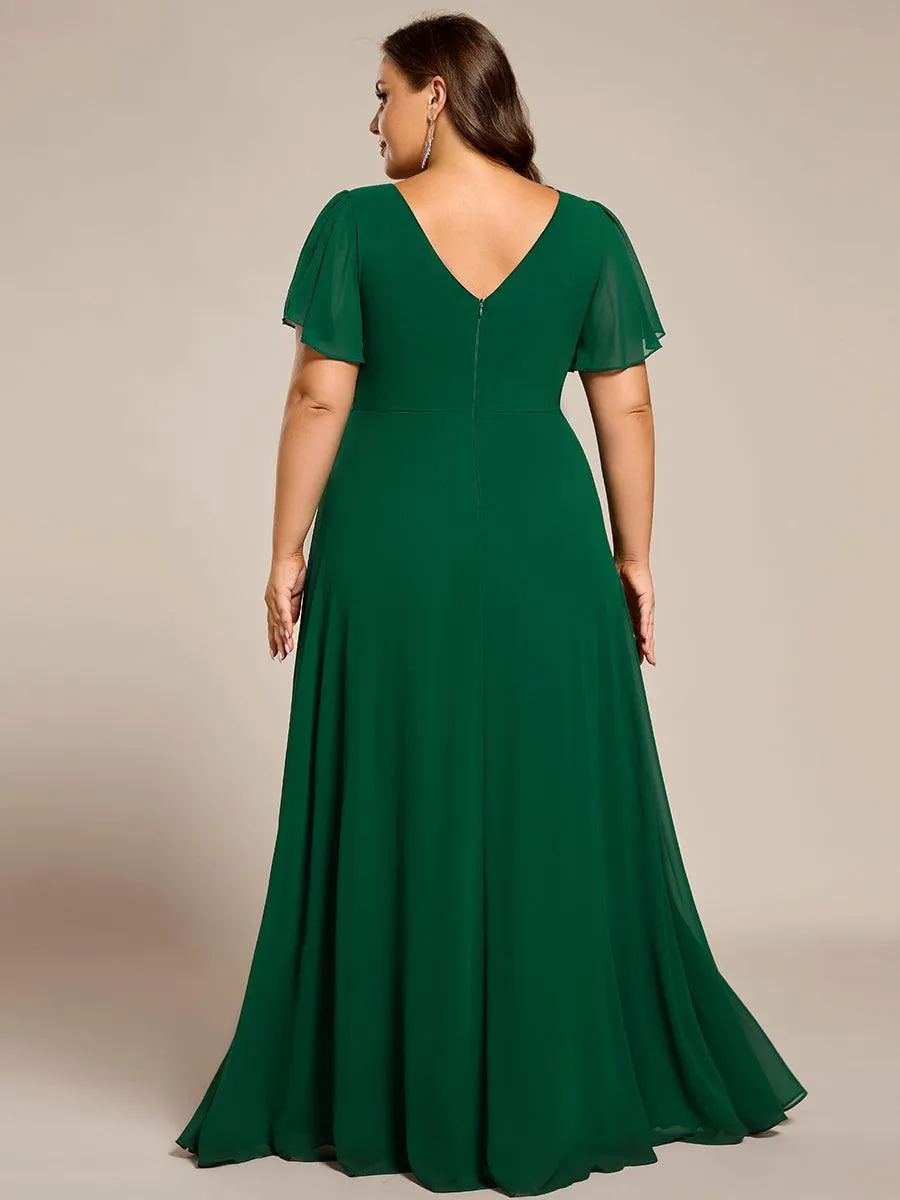 Robe de soirée trapèze en mousseline à sequins grande taille
