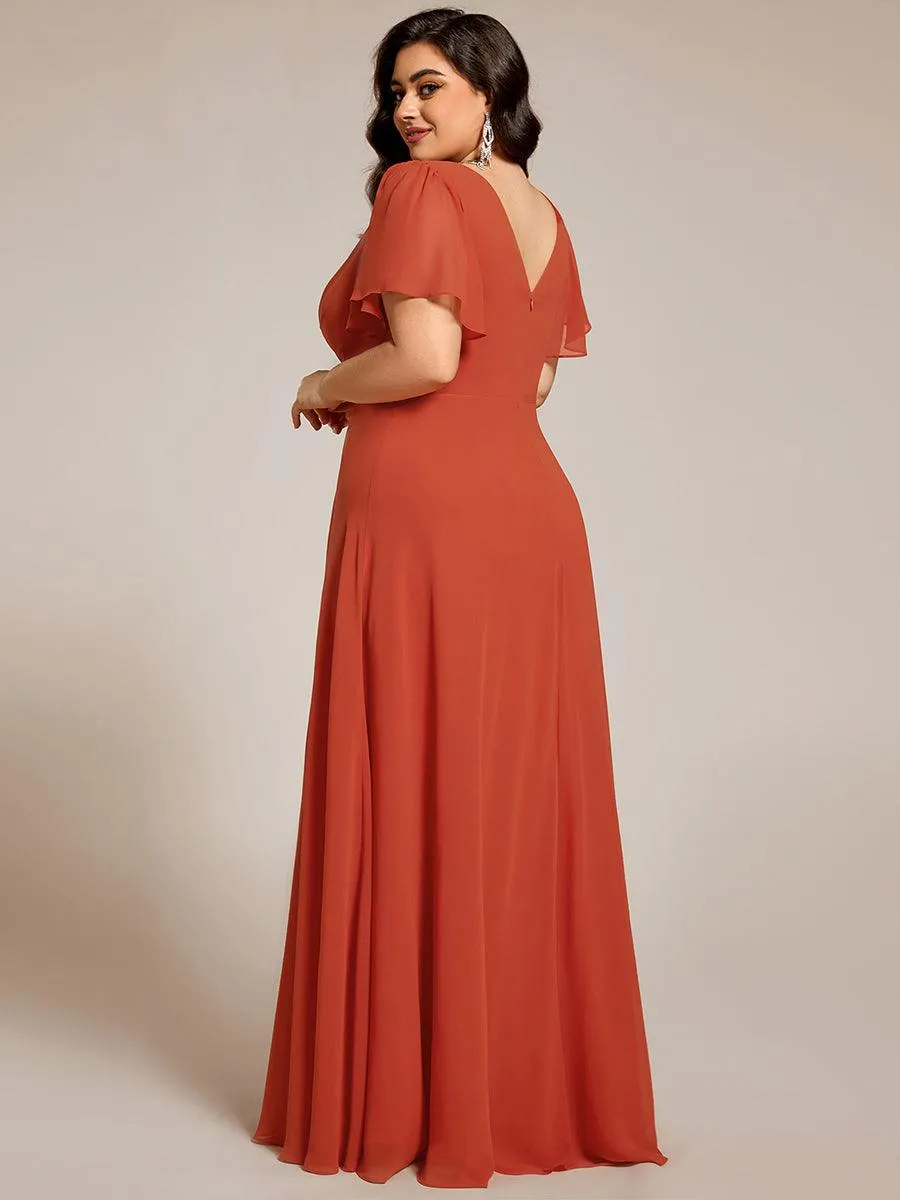 Robe de soirée trapèze en mousseline à sequins grande taille