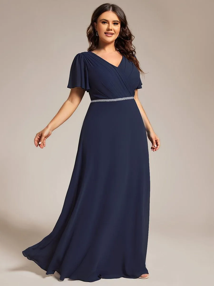 Robe de soirée trapèze en mousseline à sequins grande taille
