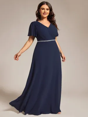 Robe de soirée trapèze en mousseline à sequins grande taille