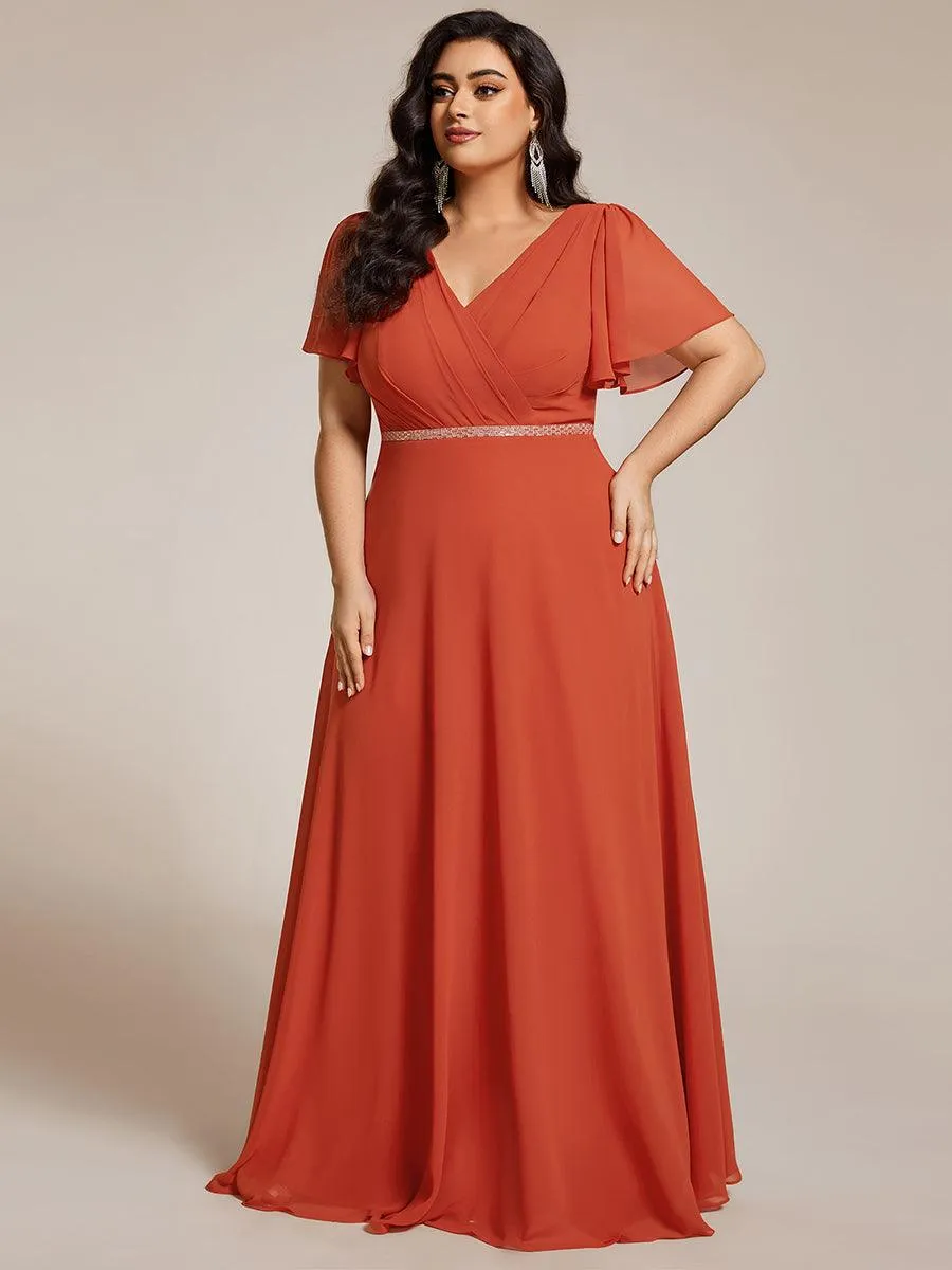 Robe de soirée trapèze en mousseline à sequins grande taille