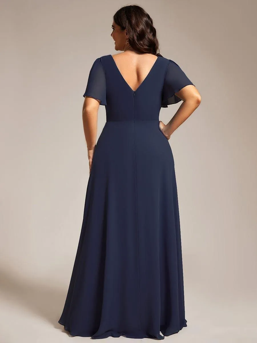 Robe de soirée trapèze en mousseline à sequins grande taille