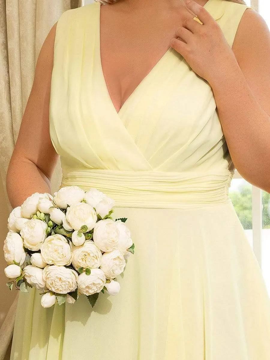 Robe mariage invitée en Mousseline à Ourlet Asymétrique Longueur Genou de Grande Taille