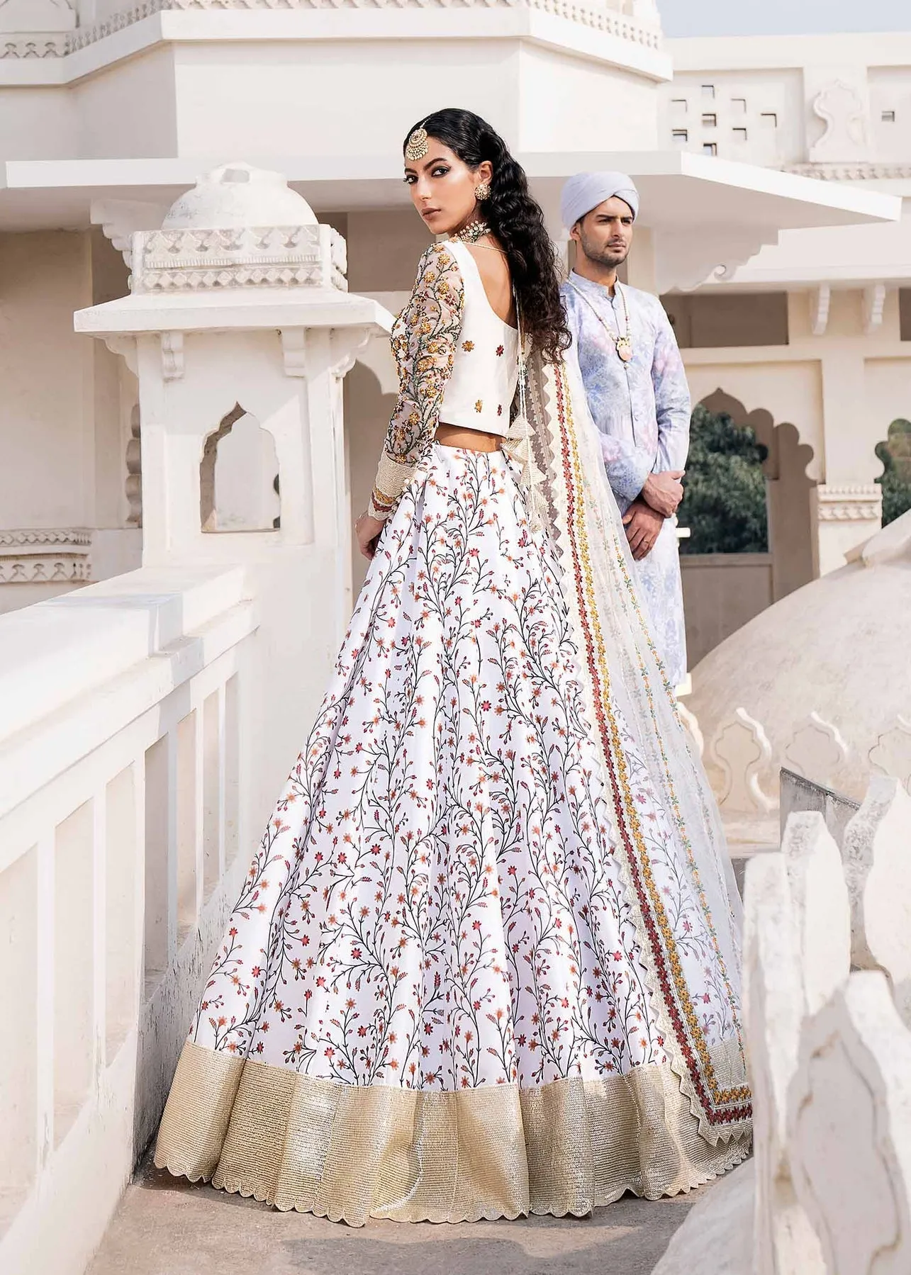 Royal Ivory Heavily Embellished Pakistani Wedding Dress Lehenga Choli