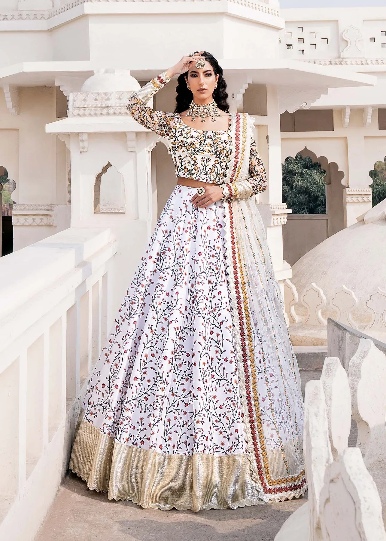 Royal Ivory Heavily Embellished Pakistani Wedding Dress Lehenga Choli