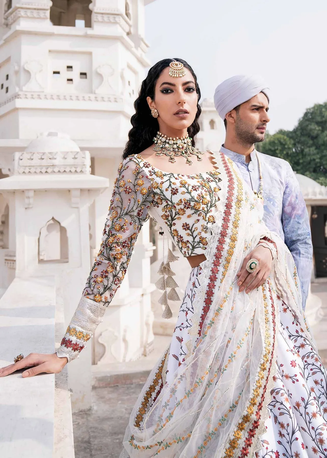 Royal Ivory Heavily Embellished Pakistani Wedding Dress Lehenga Choli
