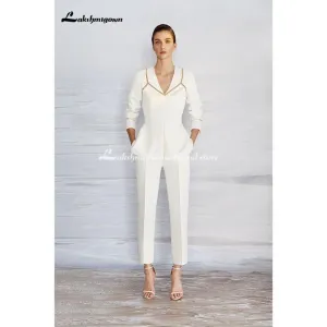 Roycebridal Long Sleeve High Neck Lace Chiffon A Line Wedding Dresses