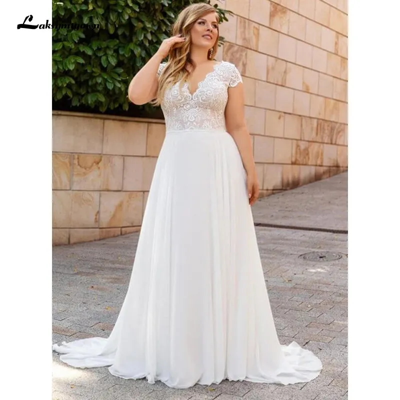 Roycebridal Plus Size Wedding Dress  Vintage Lace Appliques Wedding Gowns Vestido Boho Bridal Dresses Lakshmigown