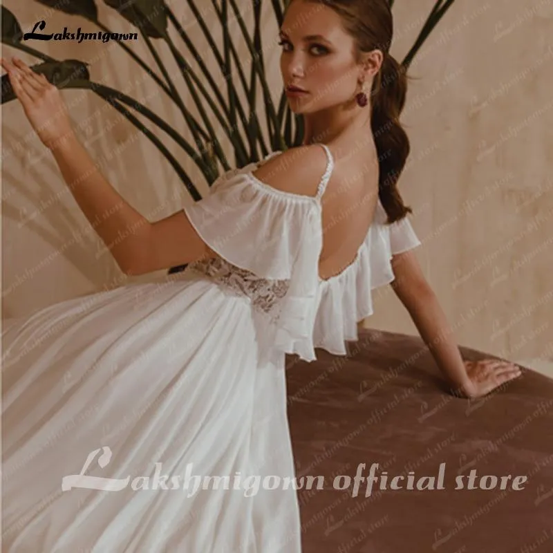 Roycebridal Spaghetti Straps Bridal Dress A Line Chiffon Wedding Dresses