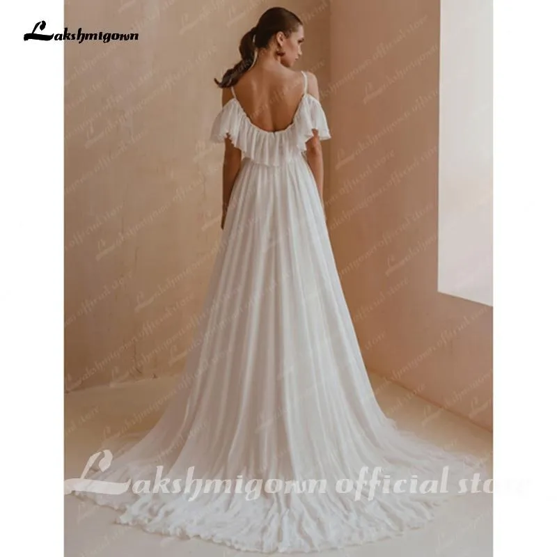 Roycebridal Spaghetti Straps Bridal Dress A Line Chiffon Wedding Dresses