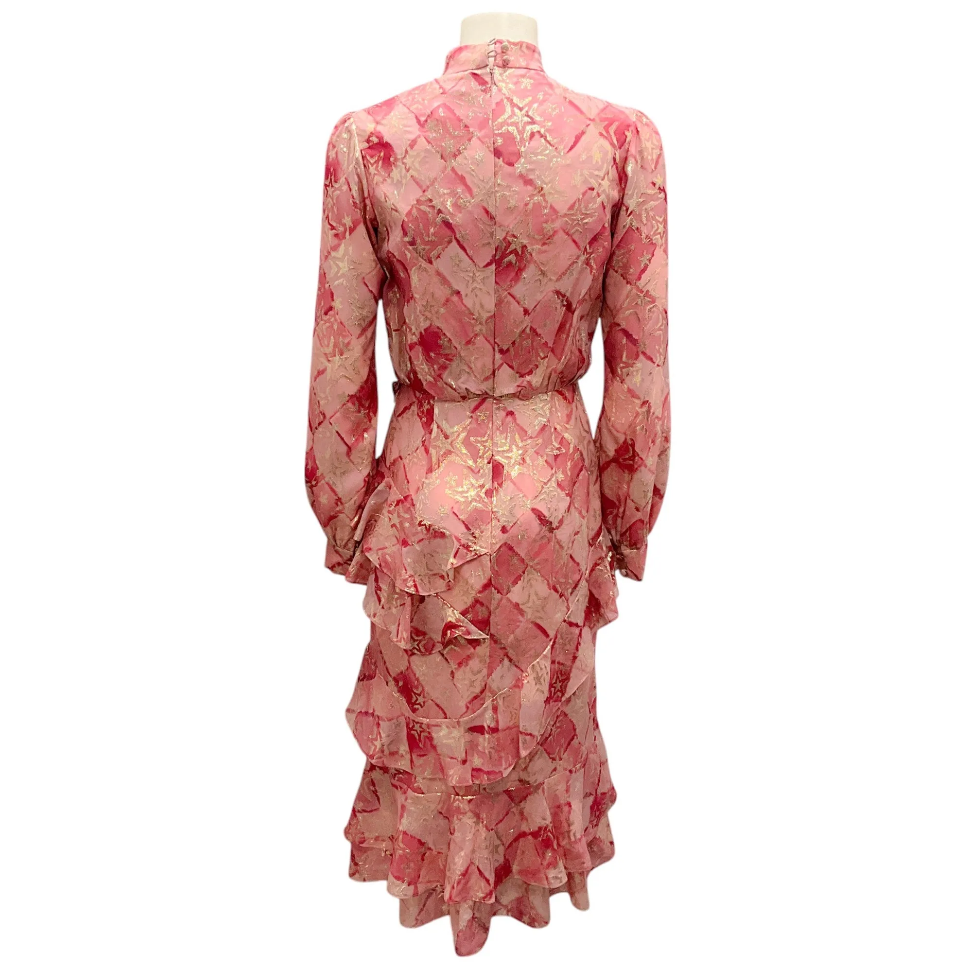 Saloni Rose Check Stars Jacquard Ruffle Dress