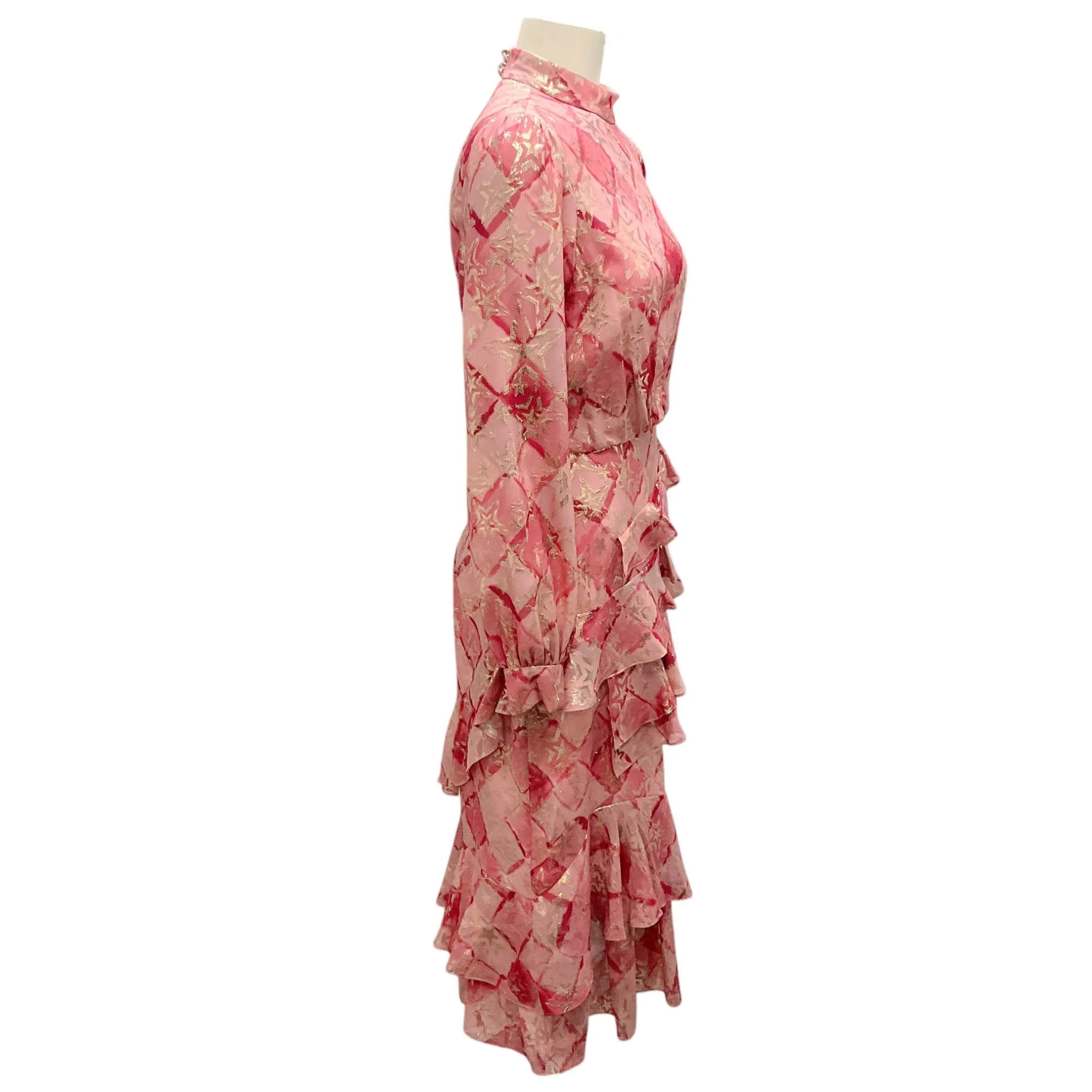 Saloni Rose Check Stars Jacquard Ruffle Dress