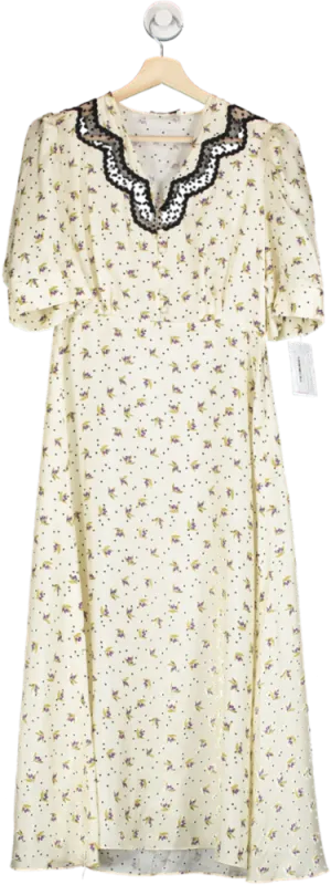 Sandro Paris Cream Floral Print Silk Maxi Dress FR40 UK 12