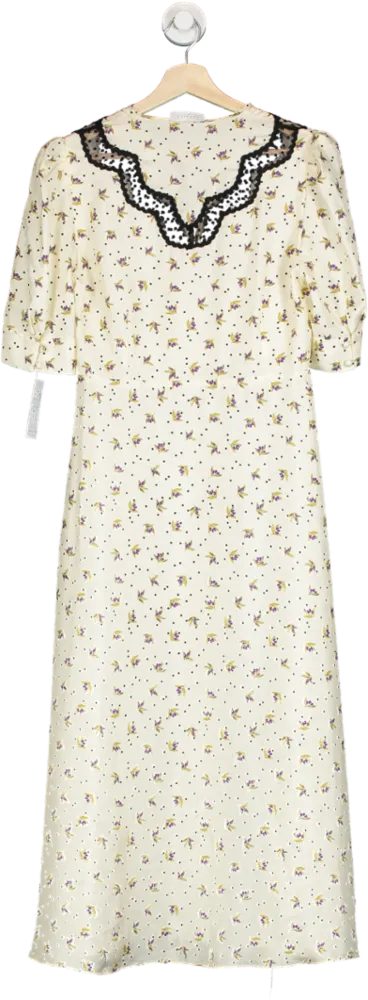 Sandro Paris Cream Floral Print Silk Maxi Dress FR40 UK 12