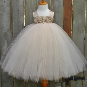 Satin Strap Tulle Flower Girl Dresses, Satin Flower Lovely Little Girl Dresses Online, TYP1187