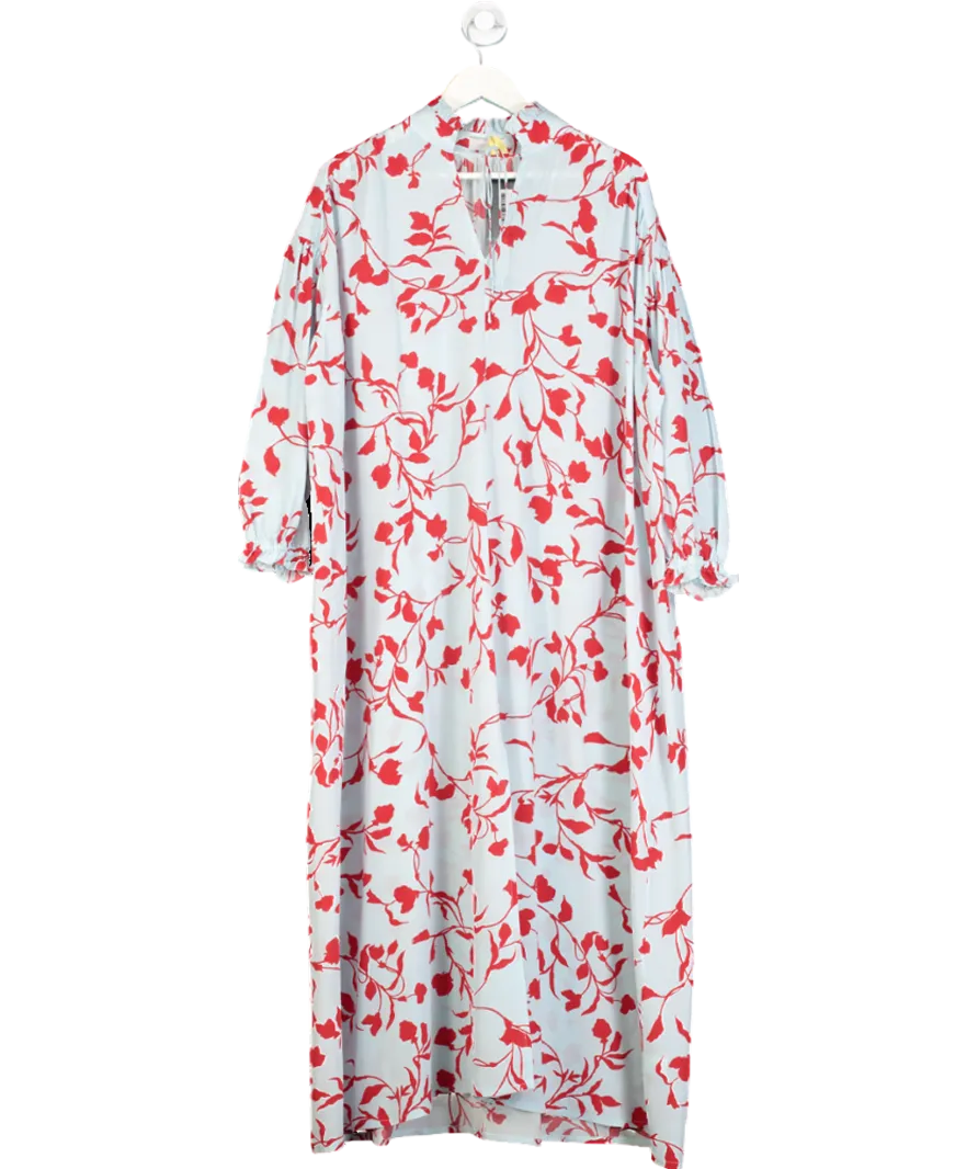 Seren Blue Silk Angie Dress In Sky Flower One Size