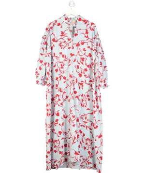 Seren Blue Silk Angie Dress In Sky Flower One Size
