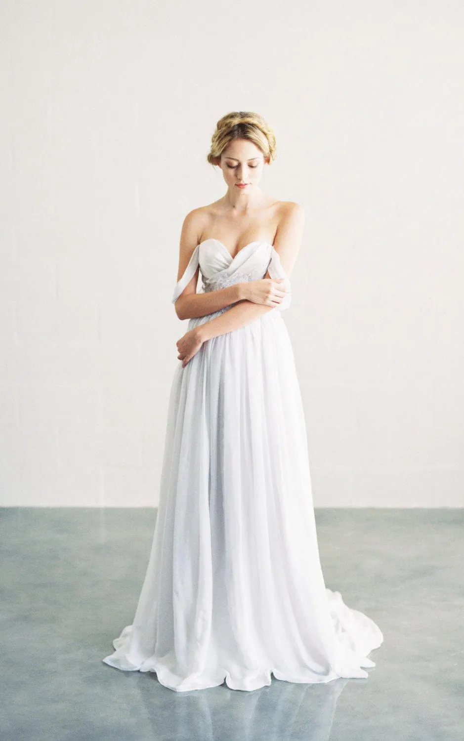 Sexy and Romantic Sweetheart Long A-Line Chiffon Wedding Dress-ET_711056