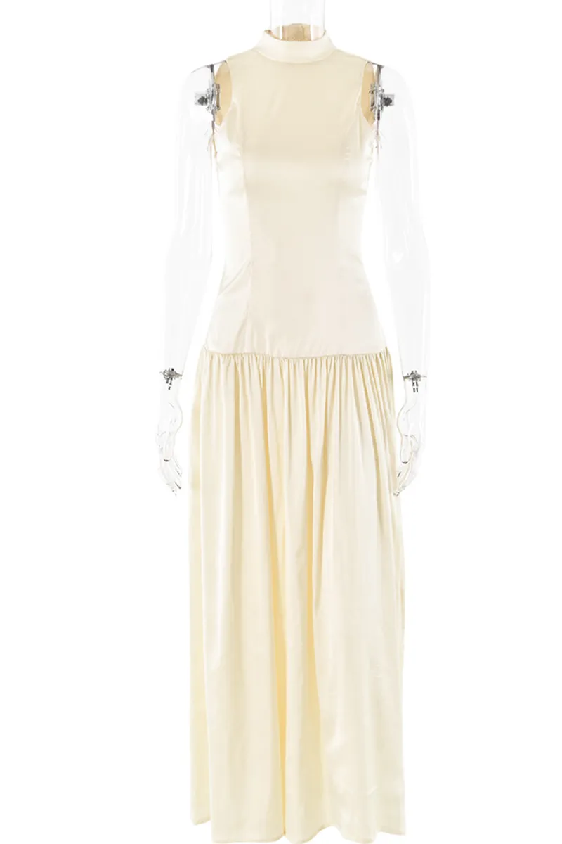 Sexy Backless Ruched Halter Sleeveless Dresses