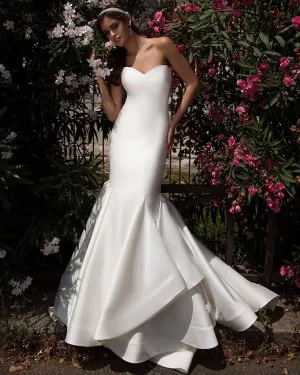 Sexy Mermaid Wedding Dresses Sweetheart 2018 Modest Satin Ruffles Wedding Gowns for Brides
