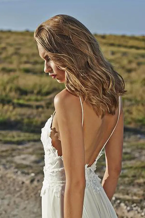 Sexy Open Backs Lace White Wedding Gown,Boho Beach Wedding Dresses, SW28