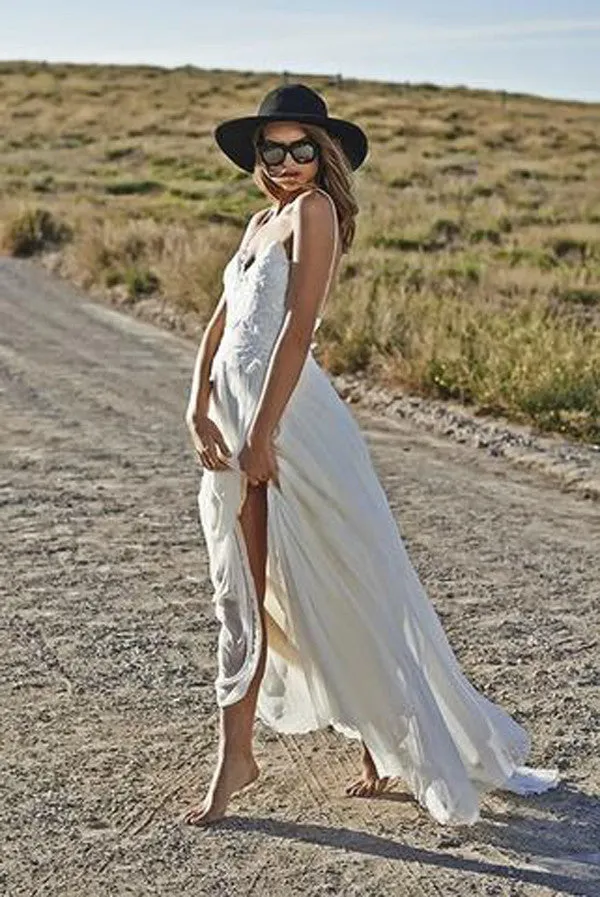 Sexy Open Backs Lace White Wedding Gown,Boho Beach Wedding Dresses, SW28