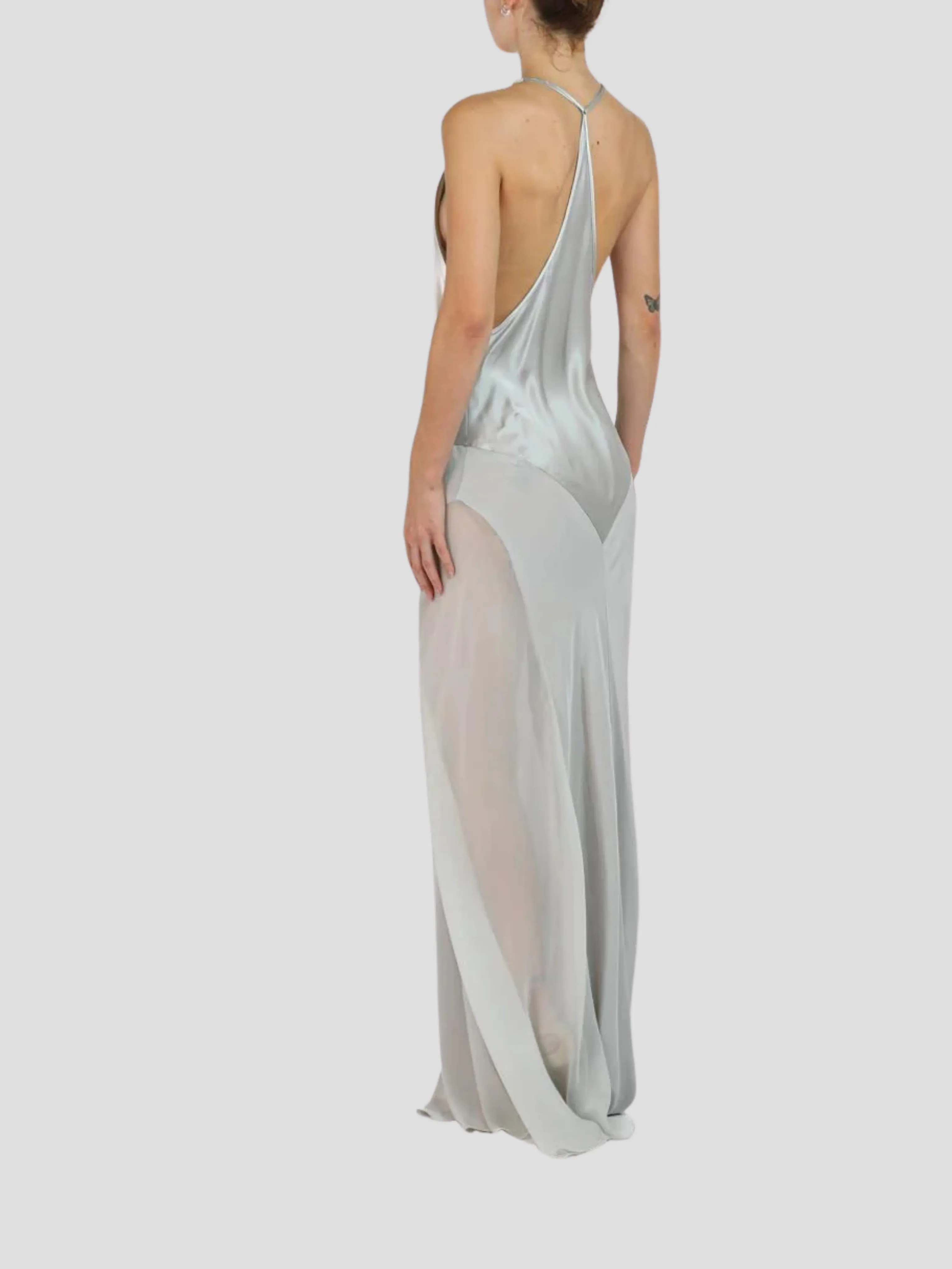 Silver Silk Charmeuse Bias Cut Slip Gown