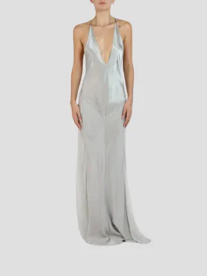 Silver Silk Charmeuse Bias Cut Slip Gown