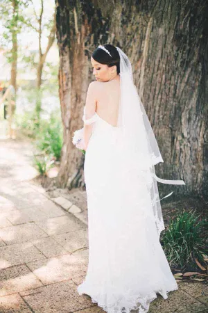 Simple Chiffon Off-the-Shoulder Beach Wedding Dresses, Bridal Dresses, MW699