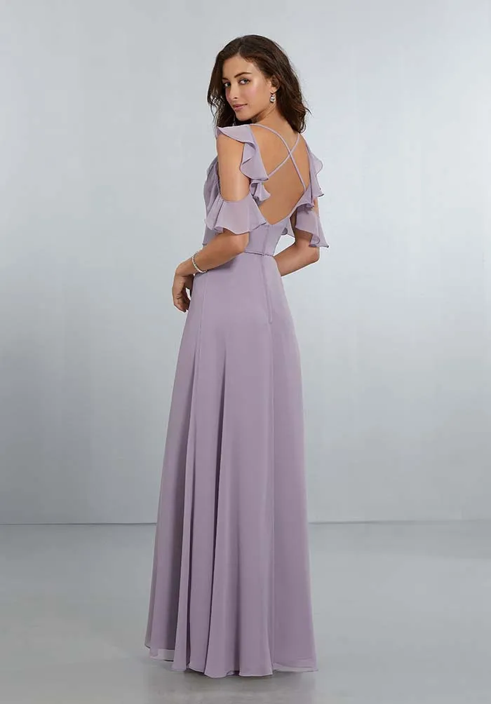 Simple Lilac Bridesmaid Dresses Bateau Sleeveless Chiffon Party Gowns 2018