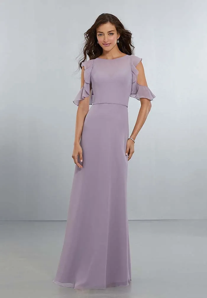 Simple Lilac Bridesmaid Dresses Bateau Sleeveless Chiffon Party Gowns 2018