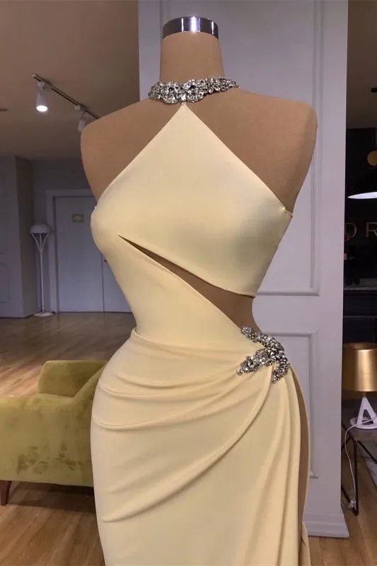 Simple Sleeveless Long Evening Dress Mermaid Prom Dress with Side Slit