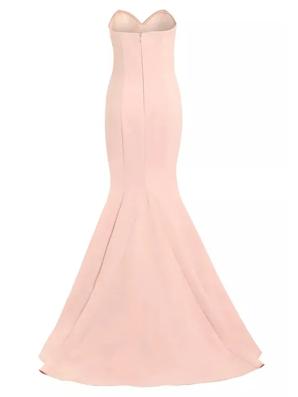 Simple Sweetheart Sleeveless Mermaid Satin Long Prom Dresses Online, OL579