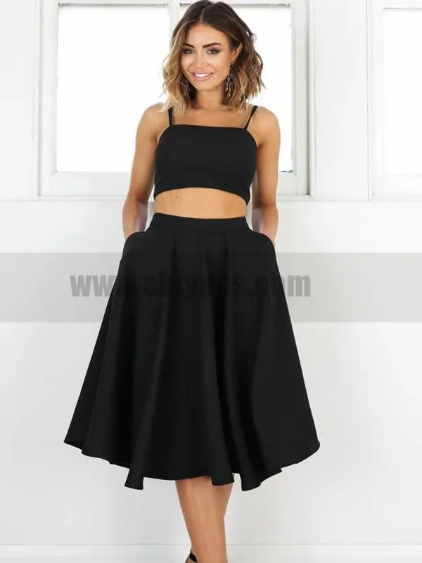 Simple Two Pieces Black Short Homecoming Dresses 2018, TYP0805