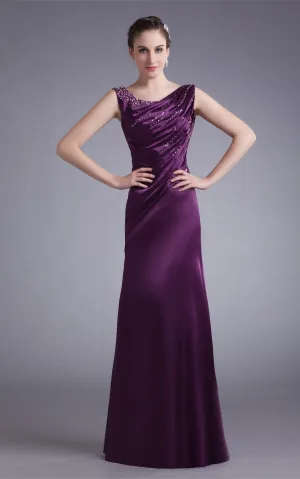 Sleeveless Satin Floor-Length Gown with Stress-GC_315641