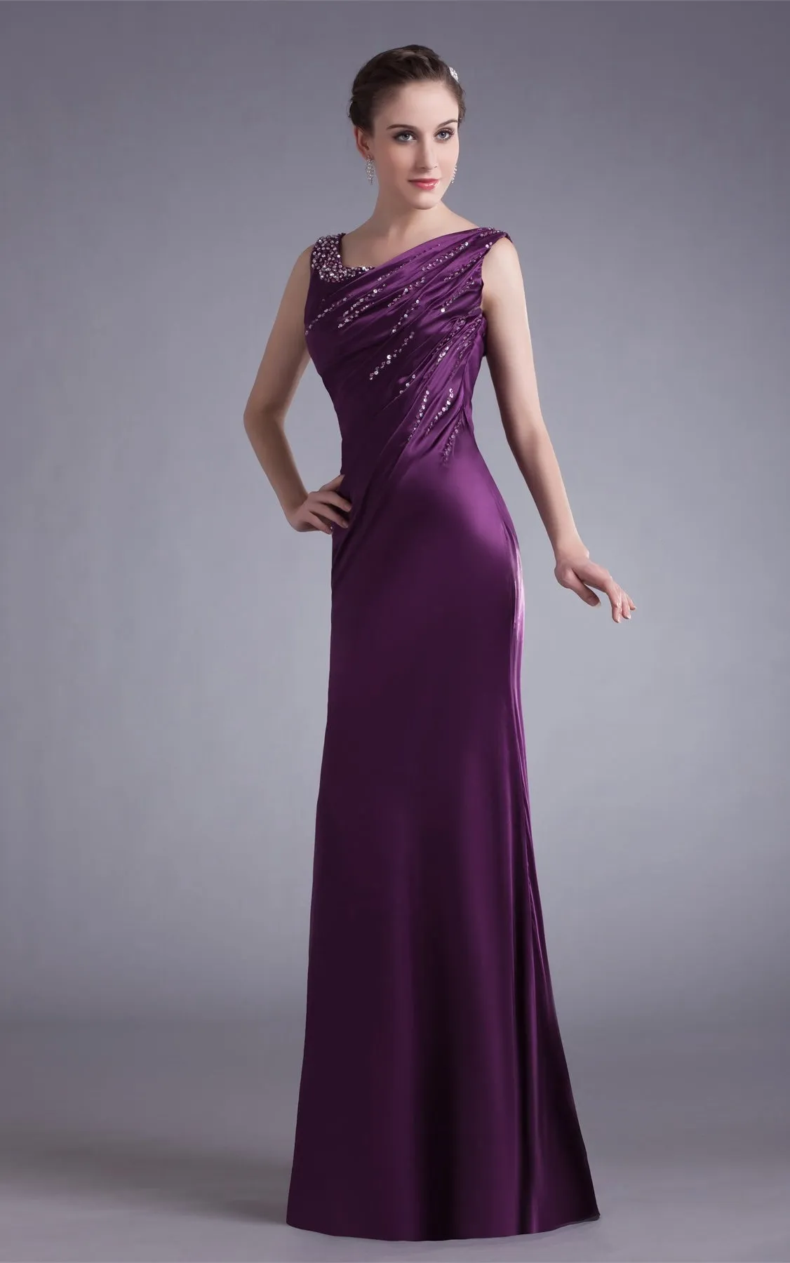 Sleeveless Satin Floor-Length Gown with Stress-GC_315641