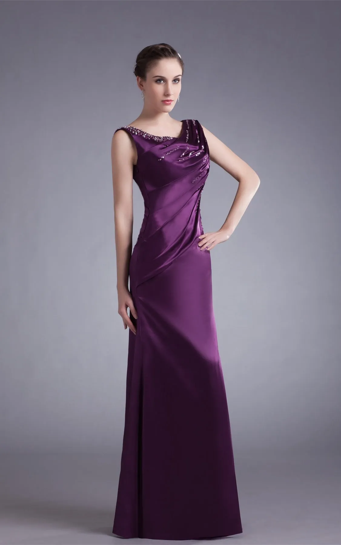 Sleeveless Satin Floor-Length Gown with Stress-GC_315641