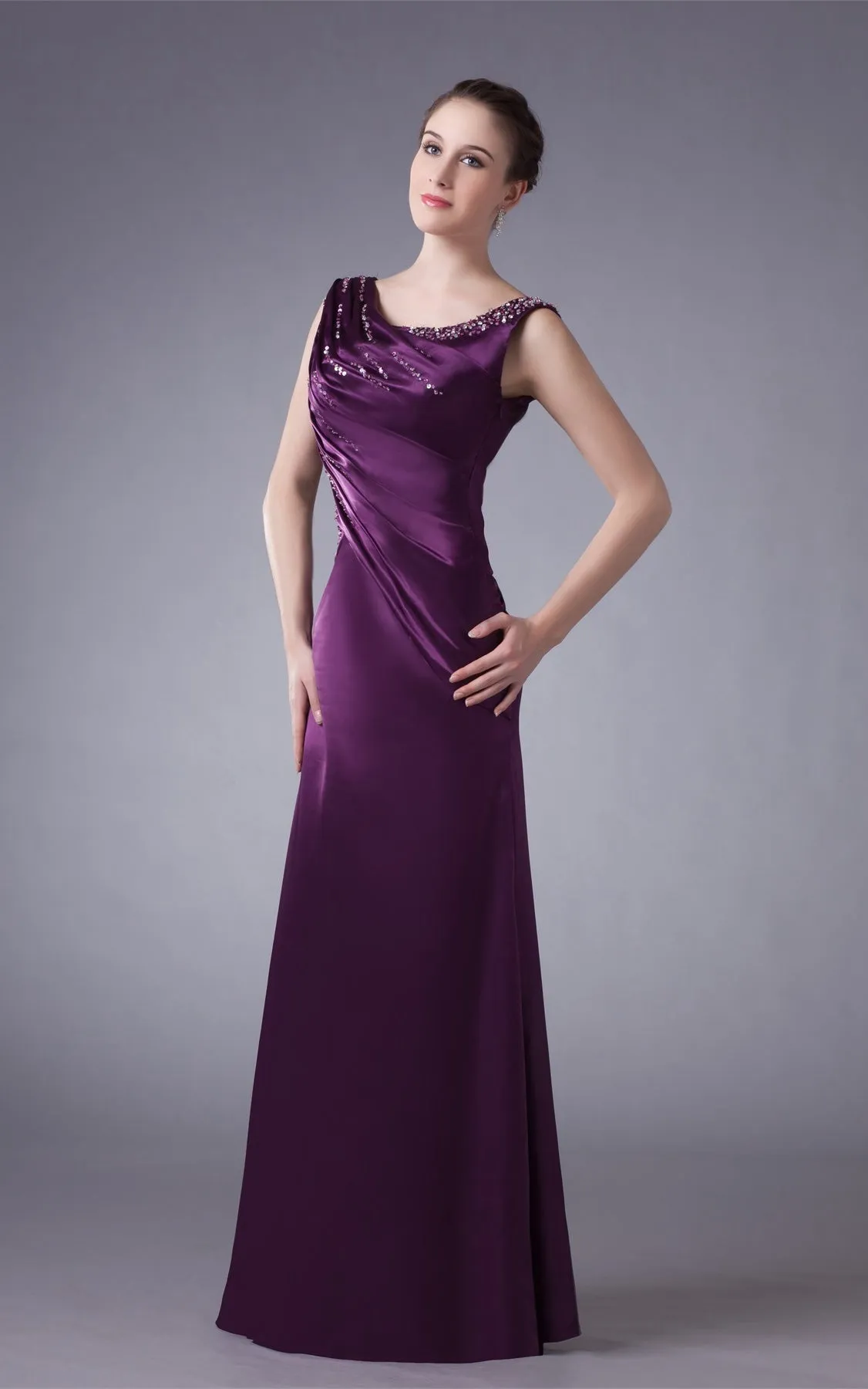 Sleeveless Satin Floor-Length Gown with Stress-GC_315641