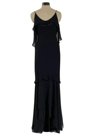 Spring 2004 Yves Saint Laurent by Tom Ford Black Silk Chiffon Dress
