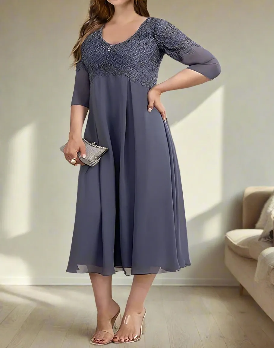 Stormy A-Line V Neck Chiffon Mother of the Bride Dresses with Lace Appliques