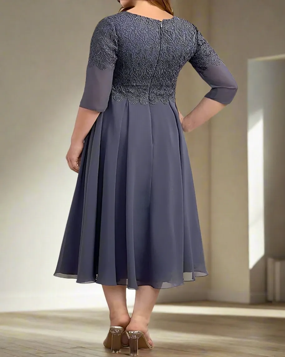 Stormy A-Line V Neck Chiffon Mother of the Bride Dresses with Lace Appliques