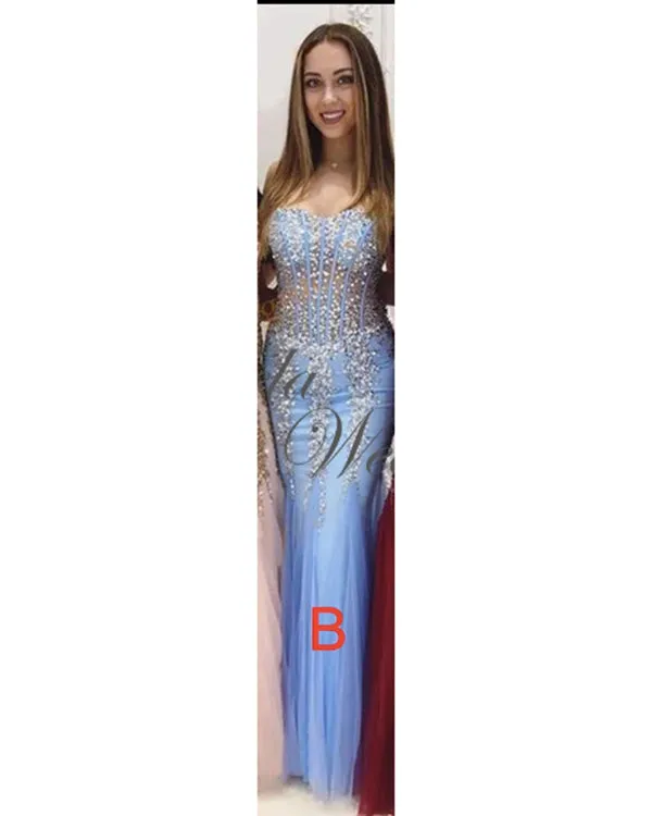 Strapless See Through Mermaid Lace Prom Dress 2020