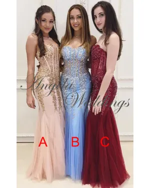 Strapless See Through Mermaid Lace Prom Dress 2020
