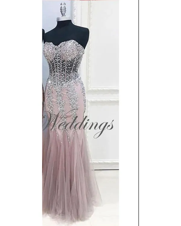 Strapless See Through Mermaid Lace Prom Dress 2020