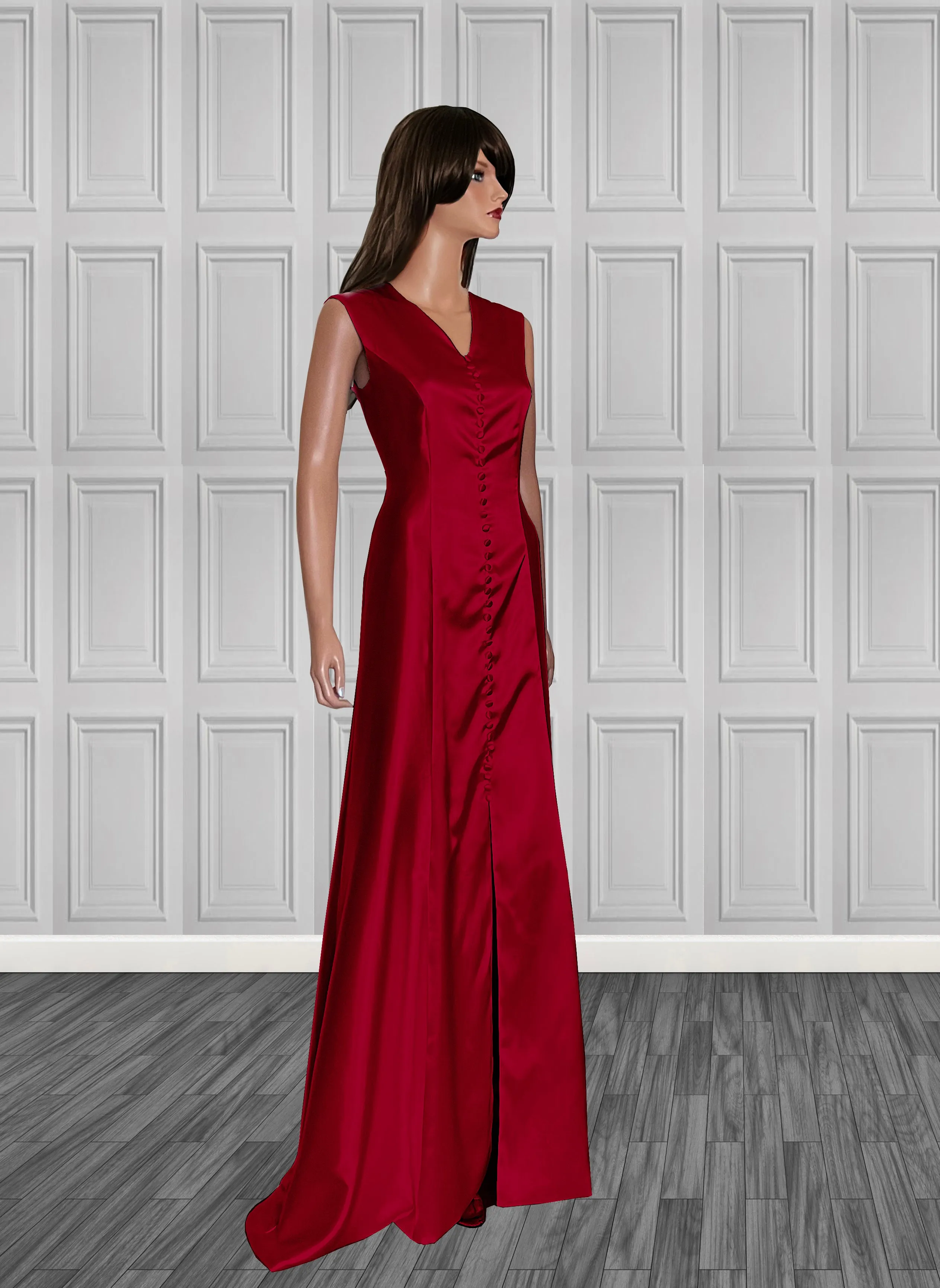 Sunset Satin Gown covered buttons *High quality