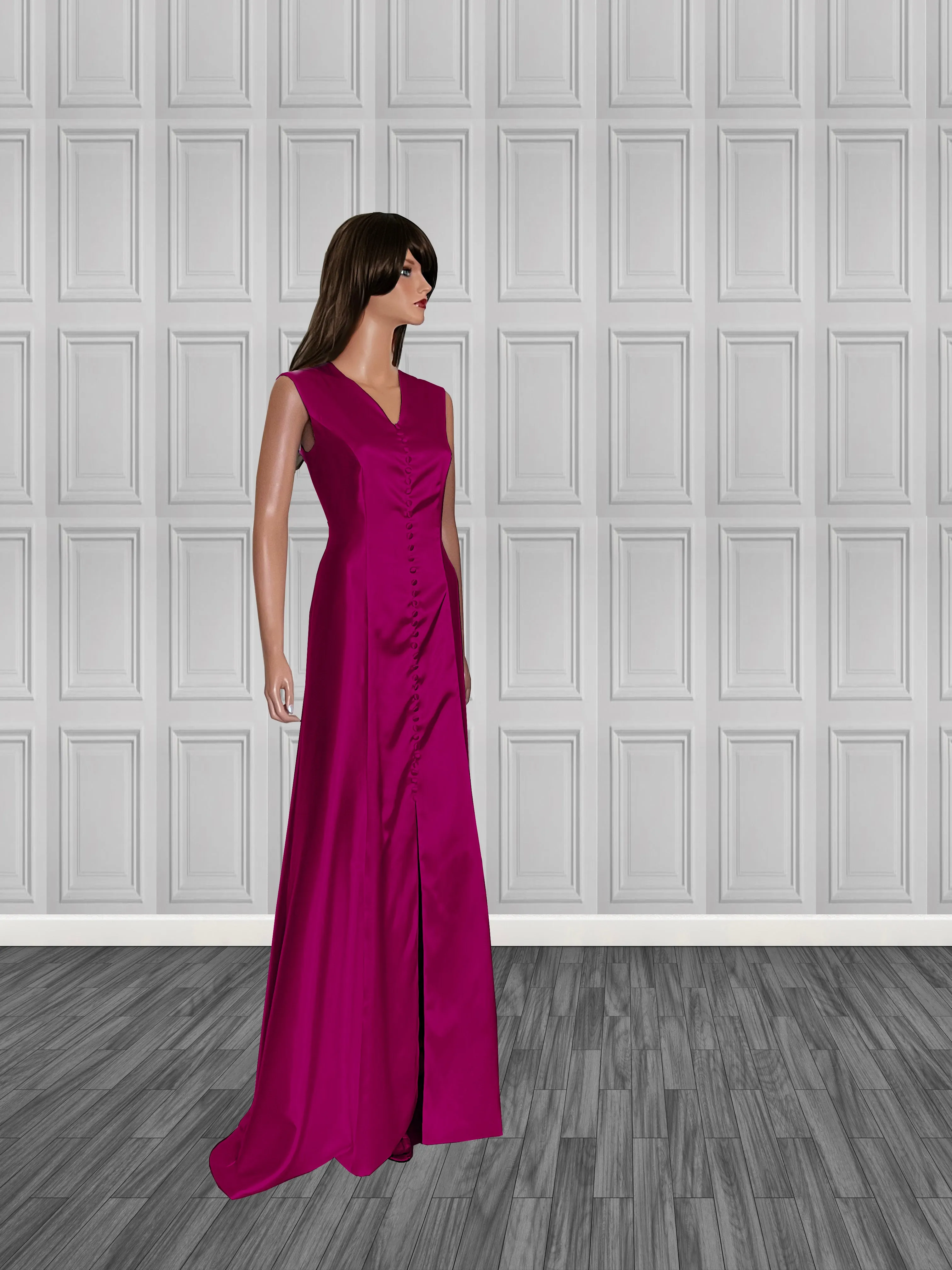 Sunset Satin Gown covered buttons *High quality