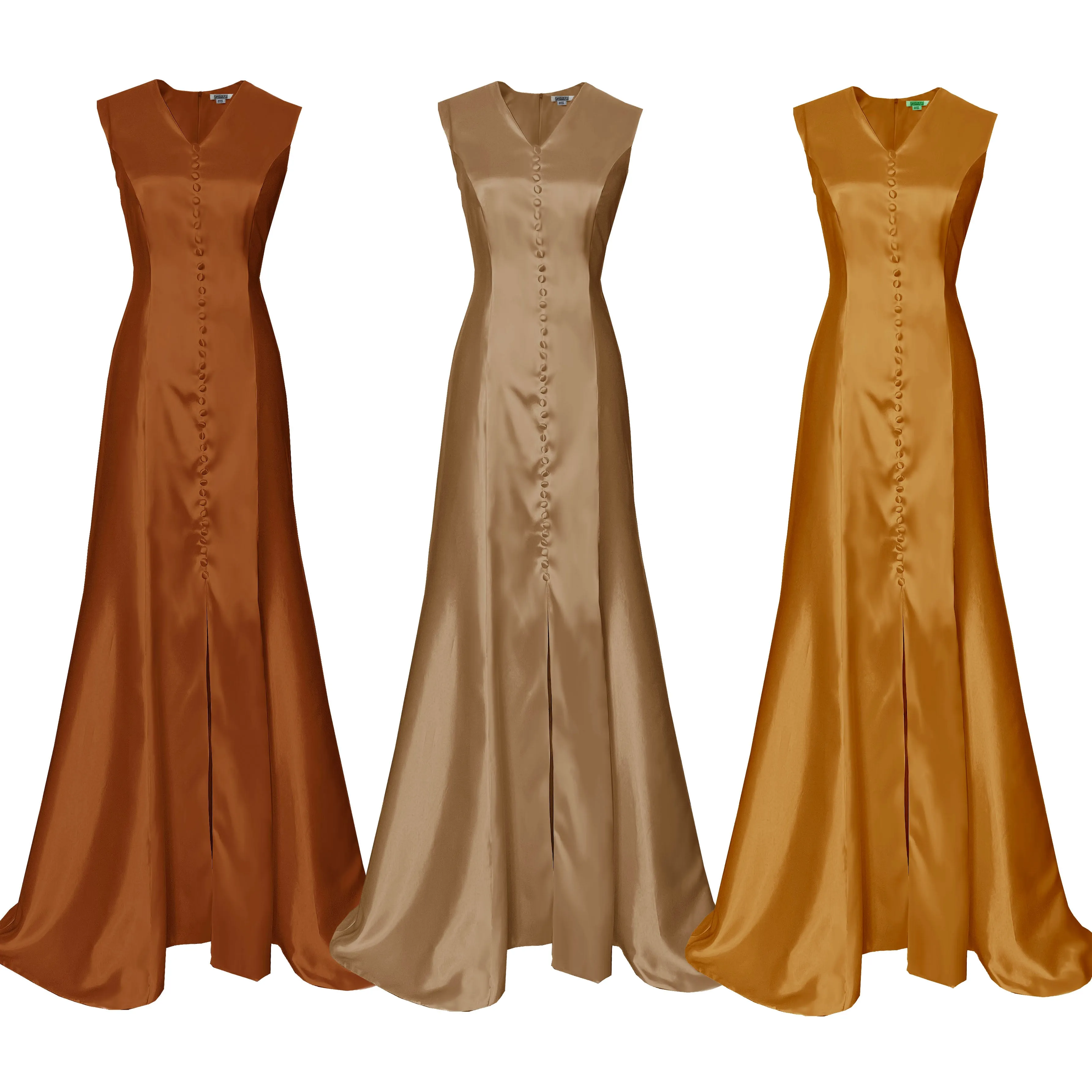 Sunset Satin Gown covered buttons *High quality