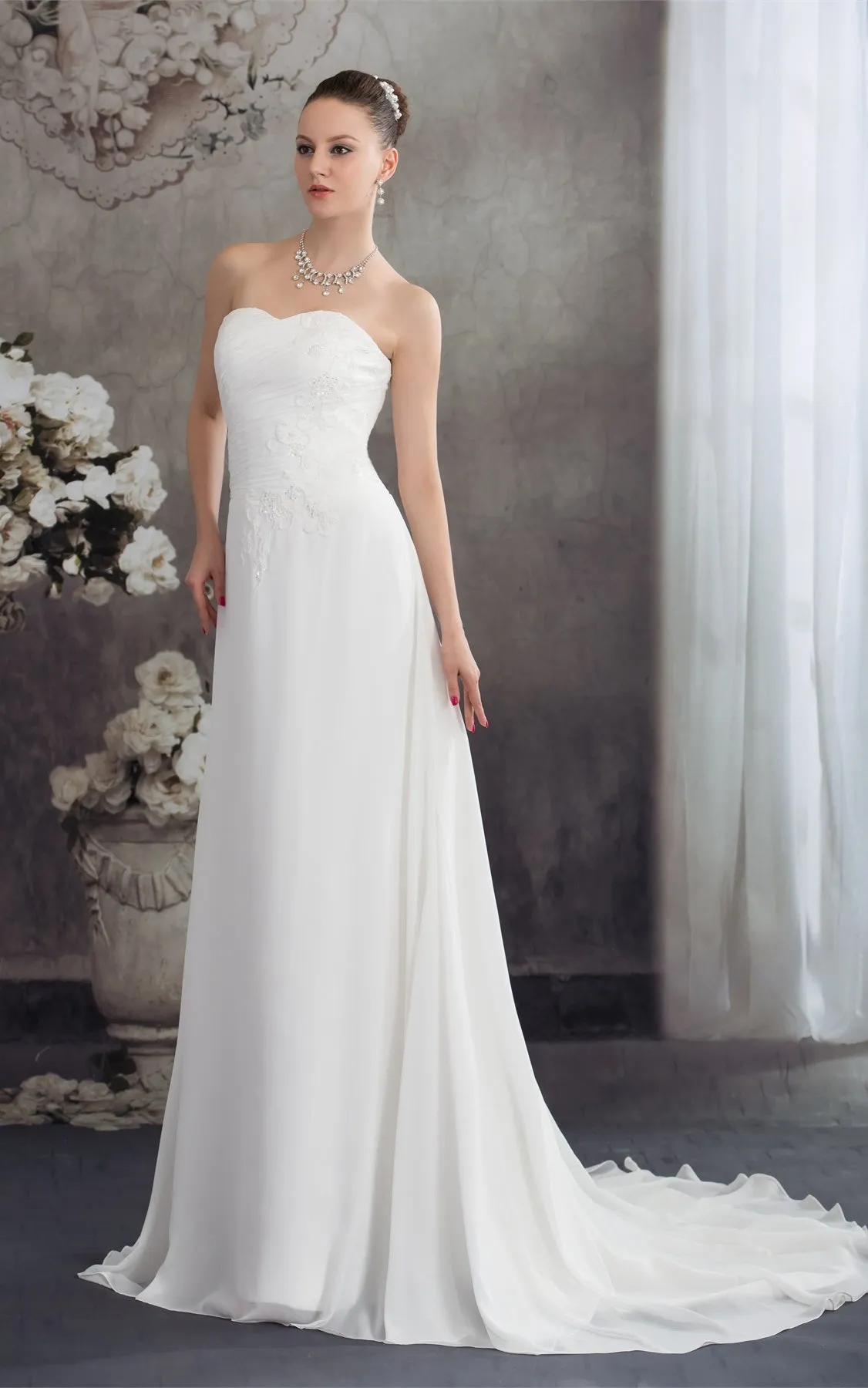 Sweetheart A-Line Chiffon Appliques and Gown With Ruching-GC_314901