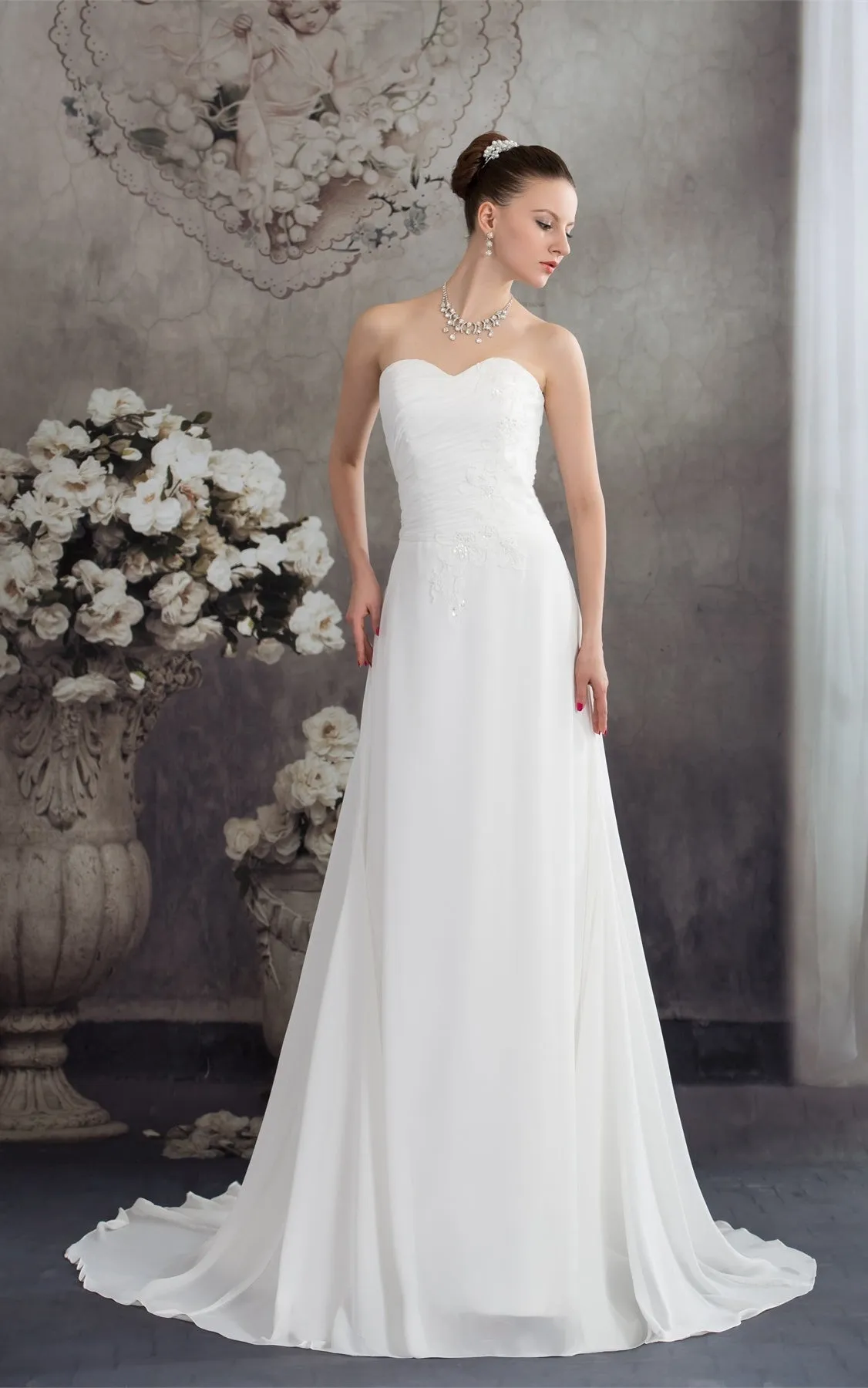 Sweetheart A-Line Chiffon Appliques and Gown With Ruching-GC_314901